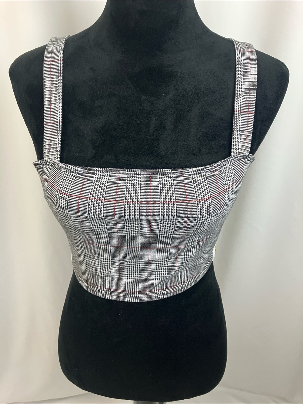 Better Be Black-and-White Plaid Square-Neck Crop Top Women’s Size Medium